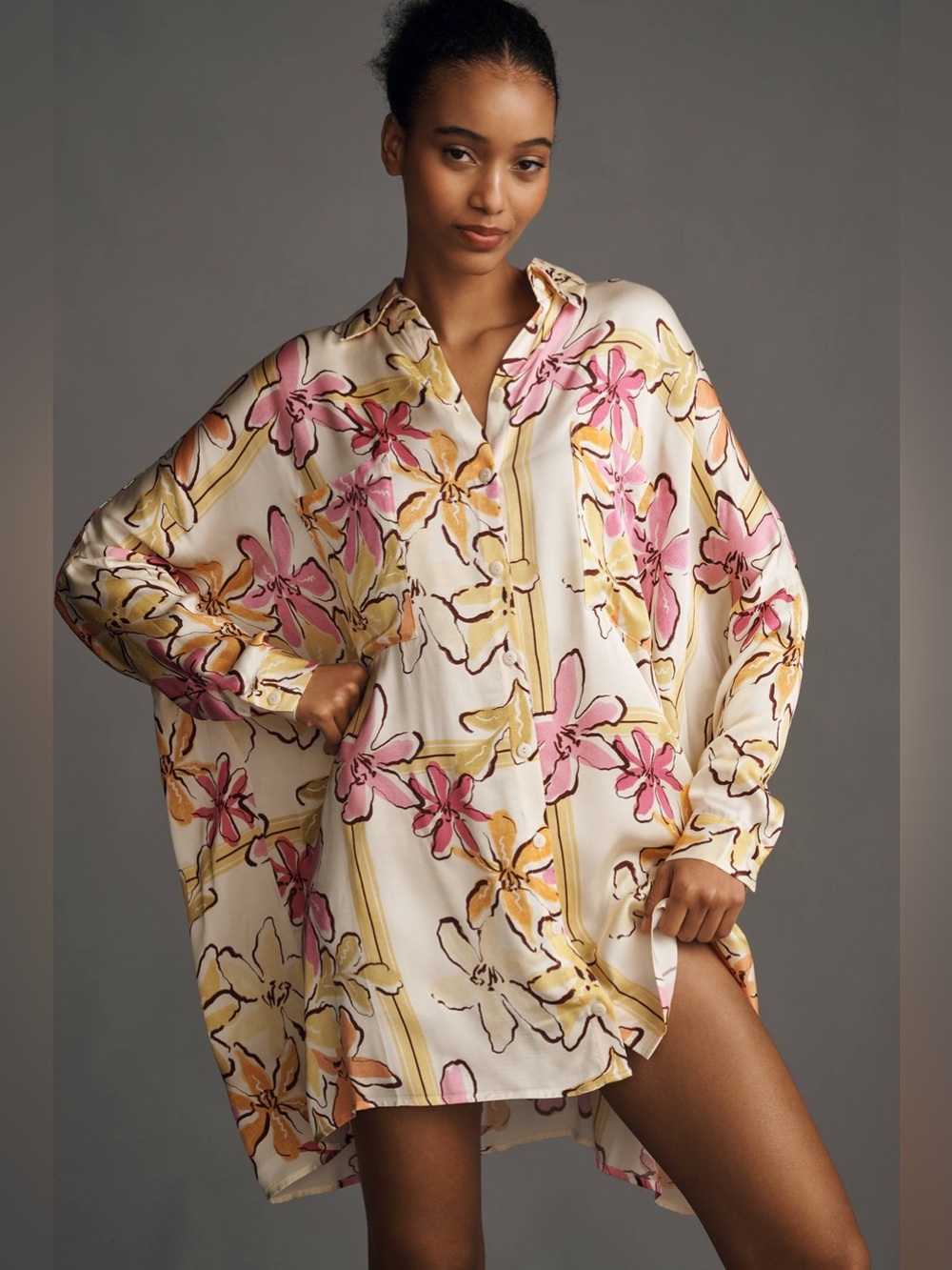 Corey Lynn Calter Long-Sleeve Printed Mini Shirt Dress Size XXS